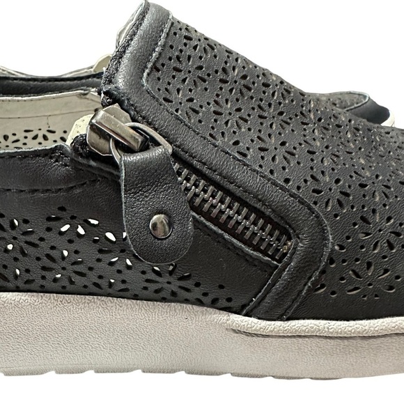 Jambu July Sneakers Women's 7 Black Leather Slip On Comfort‎ Side Zipper Cut Out - Picture 4 of 8